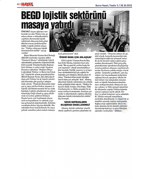 BEGD lojistik sektörünü masaya yatırdı.
